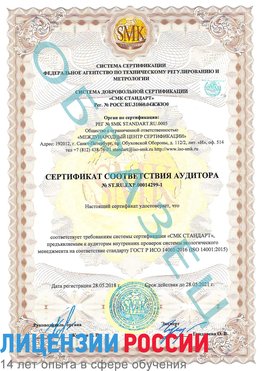 Образец сертификата соответствия аудитора №ST.RU.EXP.00014299-1 Всеволожск Сертификат ISO 14001